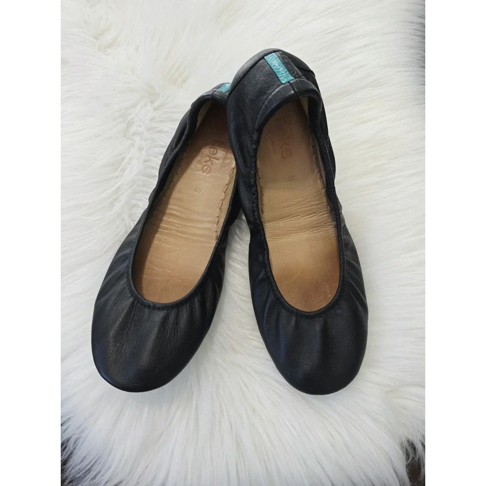 Tieks by Gavrieli Matte Black Leather Ballet Flats Women's Size 8 Foldable Shoes